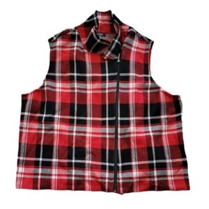 Chaps Red and Black Checkered Vest Size 3XL